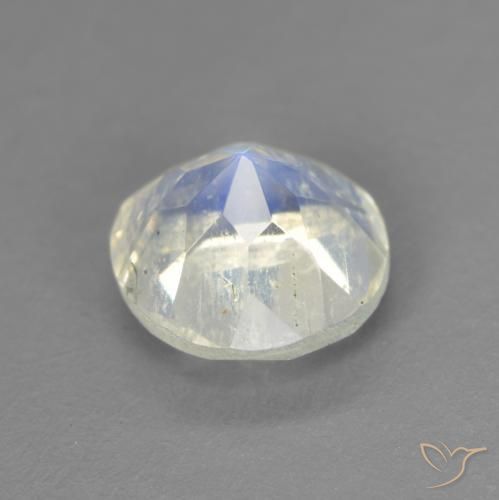 Pietra di luna arcobaleno Bianco bluastro naturale da 1.39 ct, Rotondo, Trasparente