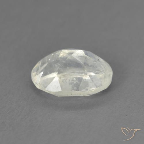 Pietra di luna arcobaleno Bianco bluastro naturale da 1.22 ct, Ovale, Trasparente