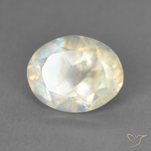 Pietra di luna arcobaleno Bianco bluastro naturale da 1.91 ct, Ovale, Trasparente