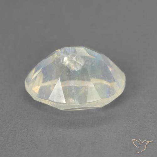 Pietra di luna arcobaleno Bianco bluastro naturale da 1.91 ct, Ovale, Trasparente