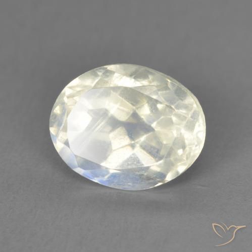Pietra di luna arcobaleno Bianco bluastro naturale da 1.90 ct, Ovale, Trasparente