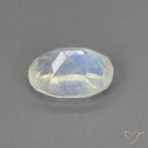 Pietra di luna arcobaleno Bianco bluastro naturale da 1.38 ct, Ovale, Trasparente