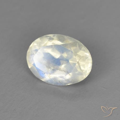 Pietra di luna arcobaleno Bianco bluastro naturale da 1.30 ct, Ovale, Trasparente