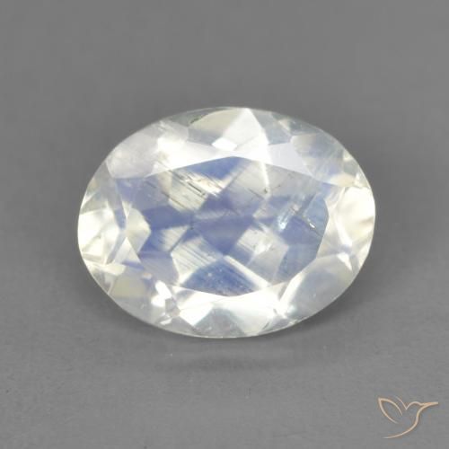 1.84ct Naturale Bianco bluastro Pietra di luna arcobaleno, Ovale, Trasparente
