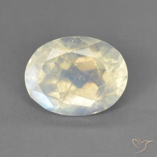 1.94ct Naturale Bianco bluastro Pietra di luna arcobaleno, Ovale, Trasparente