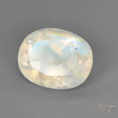 Pietra di luna arcobaleno Bianco bluastro naturale da 1.82 ct, Ovale, Trasparente
