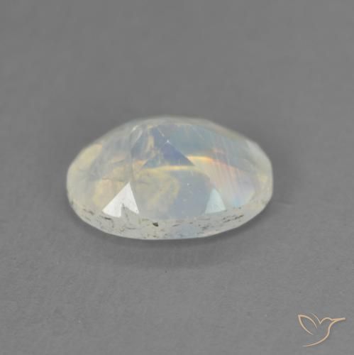 Pietra di luna arcobaleno Bianco bluastro naturale da 1.21 ct, Ovale, Trasparente