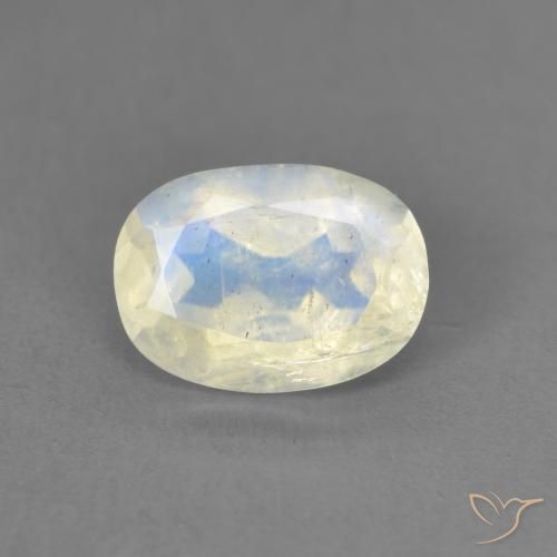 1.25ct Naturale Bianco bluastro Pietra di luna arcobaleno, Ovale, Trasparente