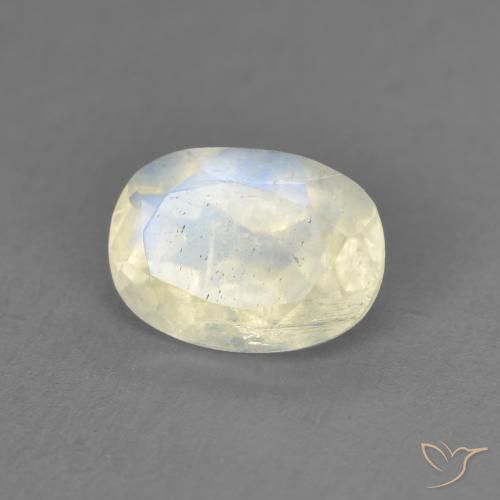 Pietra di luna arcobaleno Bianco bluastro naturale da 1.25 ct, Ovale, Trasparente