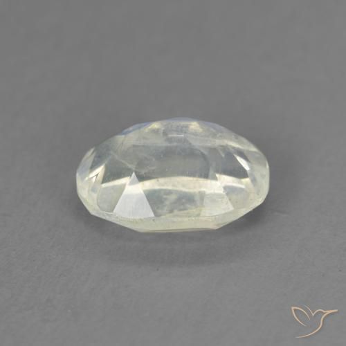 Pietra di luna arcobaleno Bianco bluastro naturale da 1.25 ct, Ovale, Trasparente