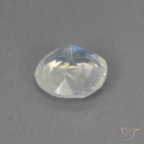 Pietra di luna arcobaleno Bianco bluastro naturale da 1.19 ct, Rotondo, Trasparente