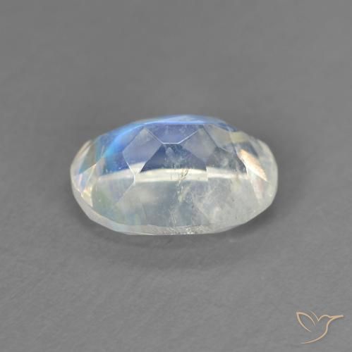 Pietra di luna arcobaleno Bianco bluastro naturale da 1.33 ct, Ovale, Trasparente