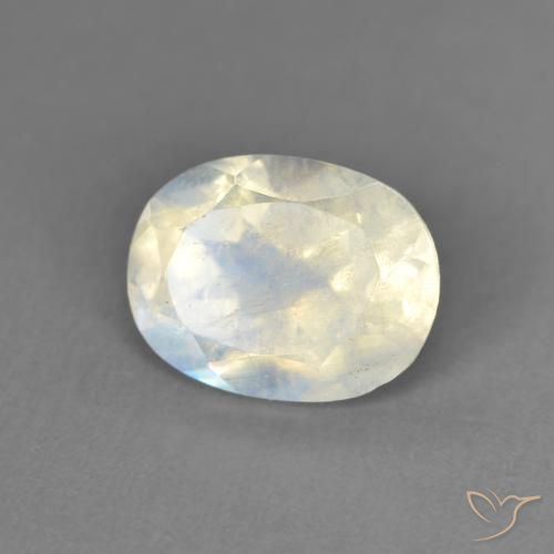 1.28ct Naturale Bianco bluastro Pietra di luna arcobaleno, Ovale, Trasparente