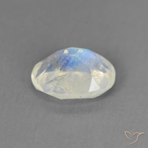 Pietra di luna arcobaleno Bianco bluastro naturale da 1.28 ct, Ovale, Trasparente