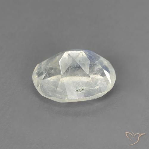 Pietra di luna arcobaleno Bianco bluastro naturale da 1.33 ct, Ovale, Trasparente