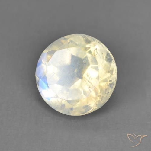 Pietra di luna arcobaleno Bianco bluastro naturale da 1.41 ct, Rotondo, Trasparente
