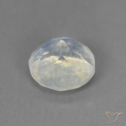Pietra di luna arcobaleno Bianco bluastro naturale da 1.41 ct, Rotondo, Trasparente