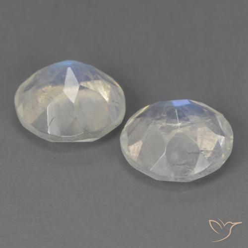 Gemme di Pietra di luna arcobaleno Bianco bluastro naturale da 2.53 ct, Rotondo, Trasparente