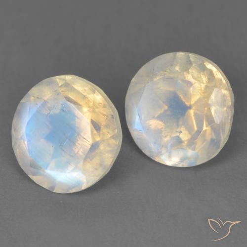 Gemme di Pietra di luna arcobaleno Bianco bluastro naturale da 3.03 ct, Rotondo, Trasparente