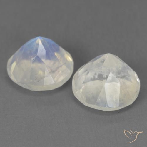 Gemme di Pietra di luna arcobaleno Bianco bluastro naturale da 3.03 ct, Rotondo, Trasparente