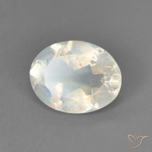 Pietra di luna arcobaleno Bianco bluastro naturale da 1.75 ct, Ovale, Trasparente