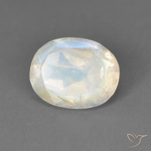 Pietra di luna arcobaleno Bianco bluastro naturale da 1.91 ct, Ovale, Trasparente
