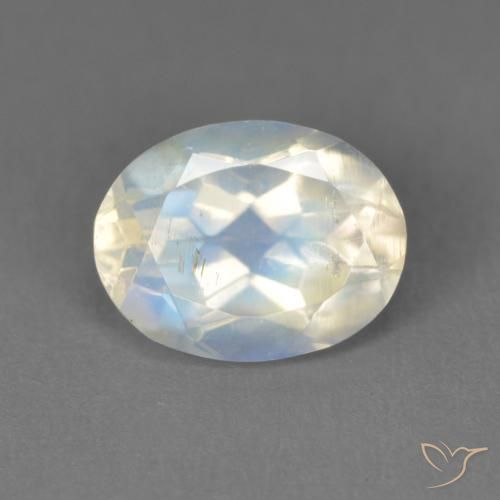 2.05ct Naturale Bianco bluastro Pietra di luna arcobaleno, Ovale, Trasparente