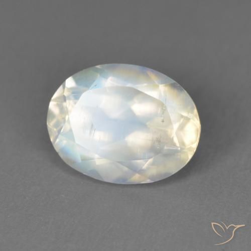 Pietra di luna arcobaleno Bianco bluastro naturale da 2.05 ct, Ovale, Trasparente