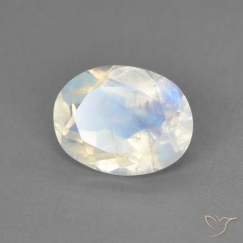 Pietra di luna arcobaleno Bianco bluastro naturale da 1.60 ct, Ovale, Trasparente
