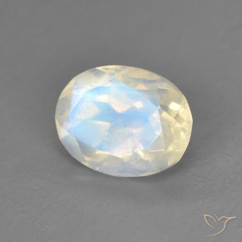 Pietra di luna arcobaleno Bianco bluastro naturale da 2.00 ct, Ovale, Trasparente