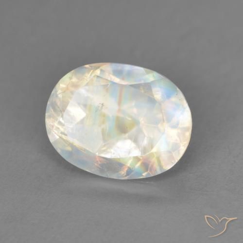 Pietra di luna arcobaleno Bianco bluastro naturale da 2.15 ct, Ovale, Trasparente