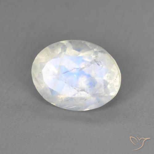 1.94ct Naturale Bianco bluastro Pietra di luna arcobaleno, Ovale, Trasparente