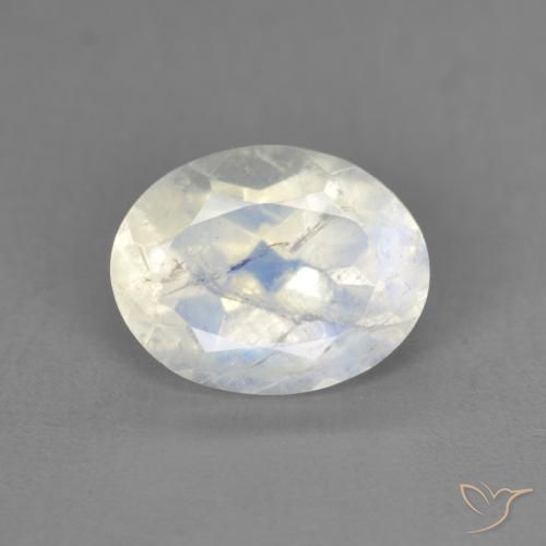 Pietra di luna arcobaleno Bianco bluastro naturale da 1.94 ct, Ovale, Trasparente