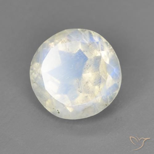 2.38ct Naturale Bianco bluastro Pietra di luna arcobaleno, Rotondo, Trasparente