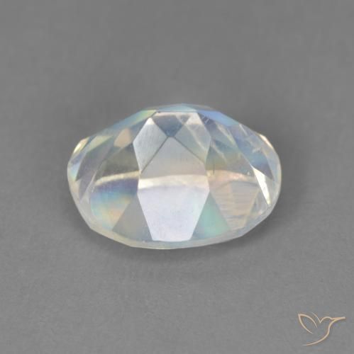 Pietra di luna arcobaleno Bianco bluastro naturale da 2.10 ct, Ovale, Trasparente