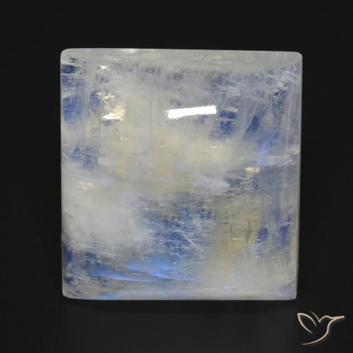 42.13ct Naturale Bianco bluastro Pietra di luna arcobaleno, Quadrato, Trasparente