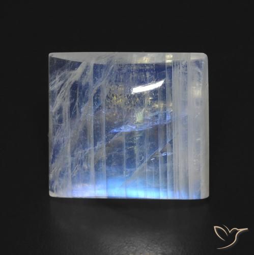 7.62ct Naturale Bianco bluastro Pietra di luna arcobaleno, Taglio a baguette, Trasparente