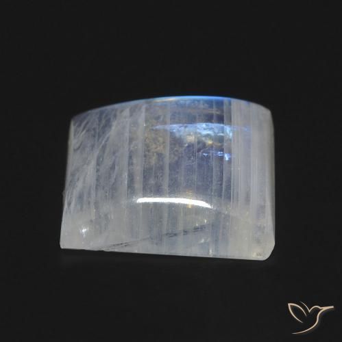 Pietra di luna arcobaleno Bianco bluastro naturale da 7.62 ct, Taglio a baguette, Trasparente