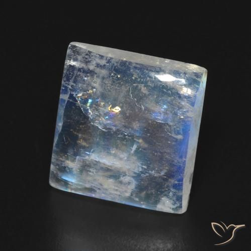 Pietra di luna arcobaleno Bianco bluastro naturale da 5.32 ct, Quadrato, Trasparente