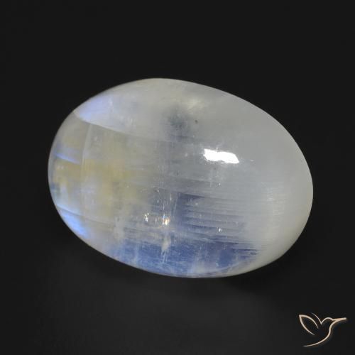Pietra di luna arcobaleno Bianco bluastro naturale da 13.76 ct, Ovale, Trasparente