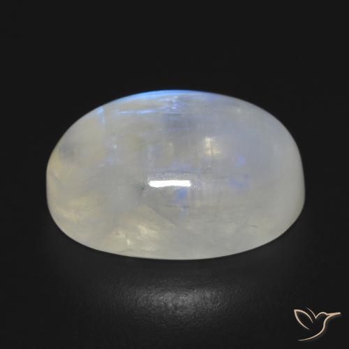 Pietra di luna arcobaleno Bianco bluastro naturale da 13.76 ct, Ovale, Trasparente