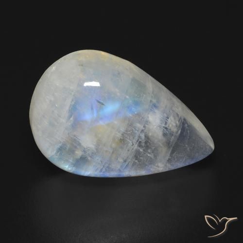 Pietra di luna arcobaleno Bianco bluastro naturale da 10.37 ct, Forma a pera, Trasparente