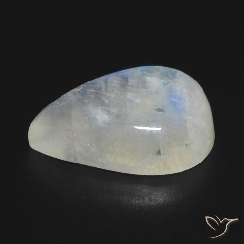 Pietra di luna arcobaleno Bianco bluastro naturale da 10.37 ct, Forma a pera, Trasparente