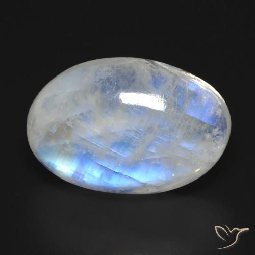 Pietra di luna arcobaleno naturale bianco da 17,27 ct, taglio ovale, trasparente