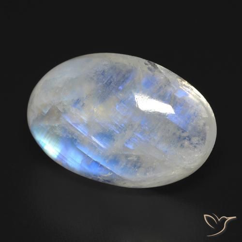 Pietra di luna arcobaleno naturale bianco da 17,27 ct, taglio ovale, trasparente