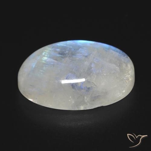 Pietra di luna arcobaleno naturale bianco da 17,27 ct, taglio ovale, trasparente