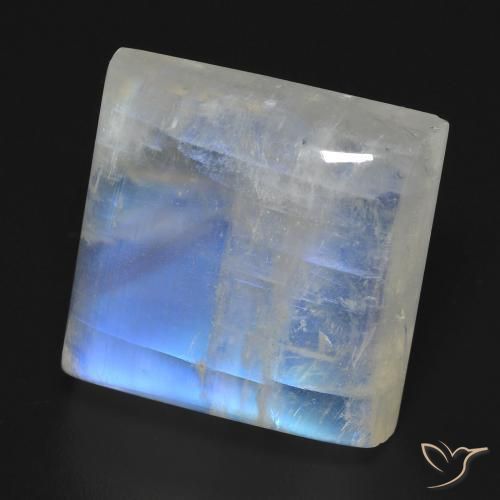 Pietra di luna arcobaleno Bianco bluastro naturale da 23.18 ct, Quadrato, Trasparente