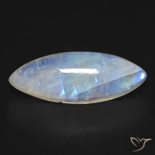 Pietra di luna arcobaleno Bianco bluastro naturale da 10.03 ct, Taglio marquise, Trasparente
