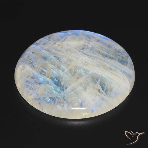 Pietra di luna arcobaleno Bianco bluastro naturale da 105.67 ct, Rotondo, Trasparente