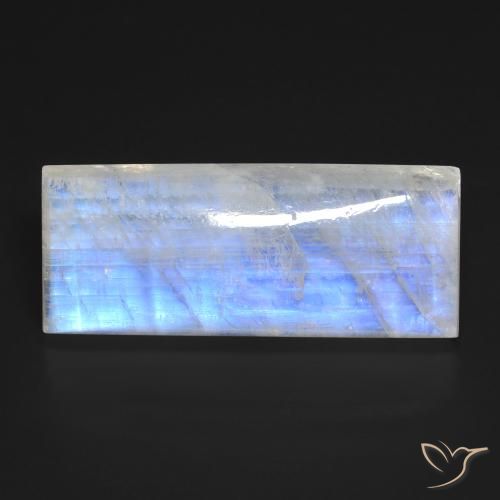 27.29ct Naturale Bianco bluastro Pietra di luna arcobaleno, Taglio a baguette, Trasparente